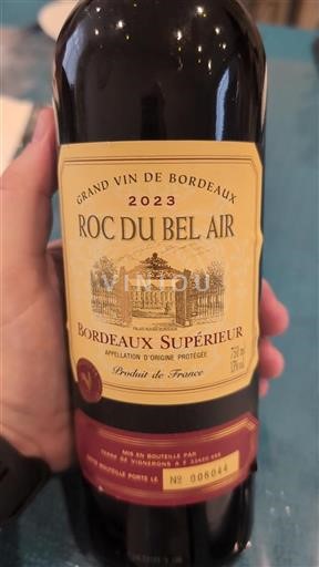 Vin Rouge sec Roc du Bel Air 2023 France Bordeaux Bordeaux supérieur AOC