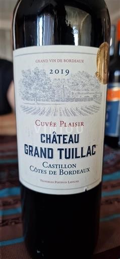 Bordeaux Castillon Côtes de Bordeaux Château Grand Tuillac Plaisir 2019
