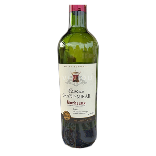Vin Rouge sec Château Grand Mirail 2018 France Bordeaux AOC