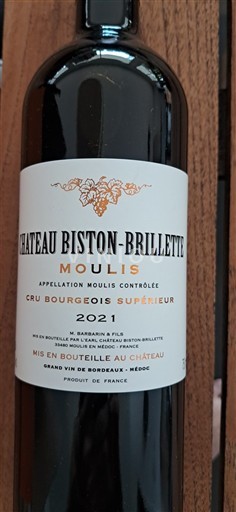 Bordoja E paspecifikuar Cru Bourgeois Supérieur Château Biston-Brillette 2021