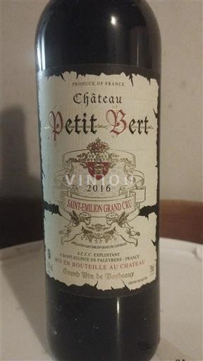 Bordeaux Saint-Émilion Grand Cru Grand Cru Château Petit Bert 2016