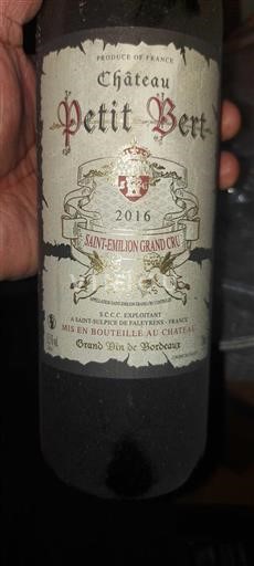 Burdeos Saint-Émilion Gran Cru Grand Cru Château Petit Bert 2016