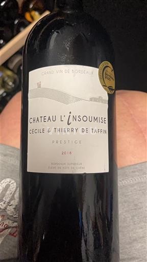Bordéus Bordeaux Superior Château L'Insoumise Prestige 2018