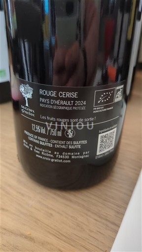 Languedoc Không được chỉ định La Croix Gratiot Rouge Cerise 2024