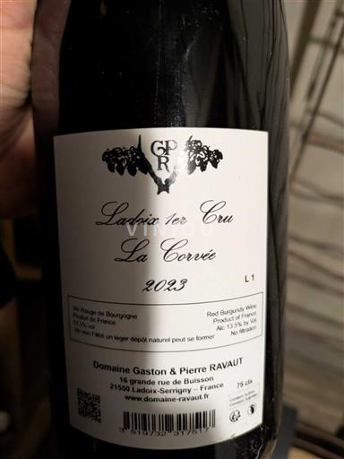 Borgonha Ladoix Premier Cru Domaine Gaston & Pierre Ravaut La Corvée 2023