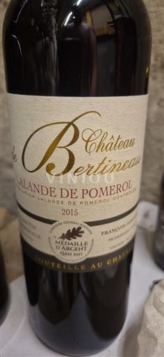 Vin Rouge sec Domaine Bertineau 2015 France Bordeaux Lalande-de-pomerol AOC