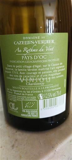 Languedoc ja Roussillon Pays d'Oc Domaine Cazeilles-Verdier Au Rythme du Vent 2020