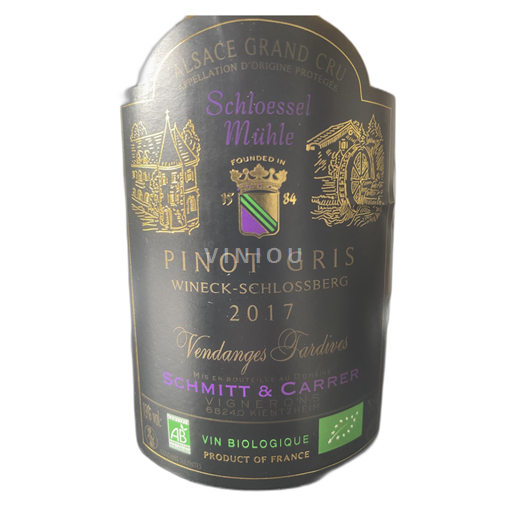 Alsace Pinot grigio Domaine SCHMITT & CARRER Vendanges tardives grand cru 2017