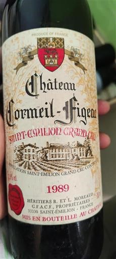 Bordeaux Saint-Émilion Grand Cru Grand Cru Château Cormeil-Figeac 1989