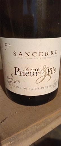 Vin Blanc sec Domaine de Saint-Pierre Pierre Prieur & Fils 2018 France Vallée de la Loire Sancerre AOC