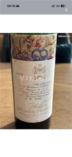 Bordeaux Pauillac Premier Cru Château Mouton Rothschild 1968