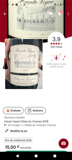 Rhônetal Côtes-du-Vivarais Domaine Gallety Haute Vigne 2018
