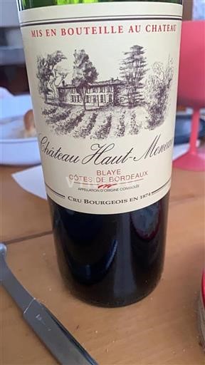Burdeos Blaye-Côtes de Burdeos Cru Bourgeois Château Haut-Meneau Sin añada