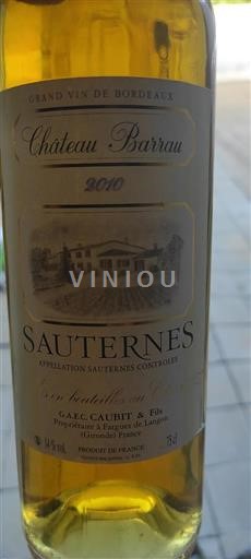 Burdeos Sauternes Château Barrau 2010
