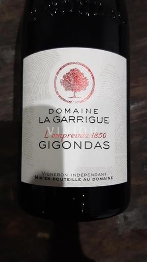 Vin Rouge sec L'empreinte 1850 Domaine La Garrigue 2022 France Vallée du Rhône Gigondas AOC