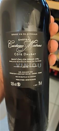 Bordeaux Saint-Émilion Grand Cru Grand Cru Château Carteau-Matras Côte Daugay 2016