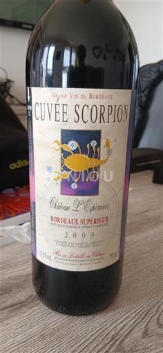 Bordeaux Bordeaux Supérieur Château L'Espérance Scorpion 2003
