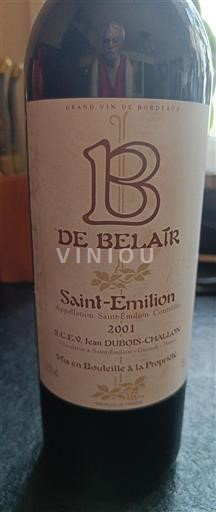 Bordeaux Saint-Émilion Belair 2001