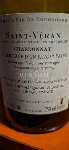Burgundy Saint-Véran L'Héritage un Savoir Faire 2016