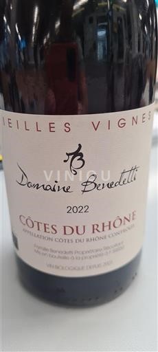 Rhônen laakso Côtes-du-rhône Domaine Benedetti Vieilles Vignes 2022