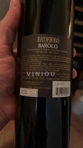 Vin Rouge sec Batasiolo 2020 Italie Piémont Barolo DOC