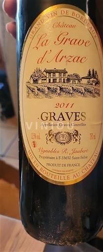 Bordeaux Graves La Grave Arzac 2011