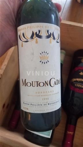 Viner Rouge sec Mouton Cadet Baron Philippe de Rothschild 1990 Frankrike Bordeaux AOC