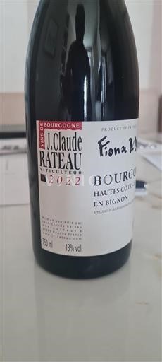 Vin Rouge sec Fiona J. Claude Rateau 2022 France Bourgogne AOC