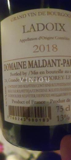 Bourgondië Ladoix Domaine Maldant-Pauvelot 2018