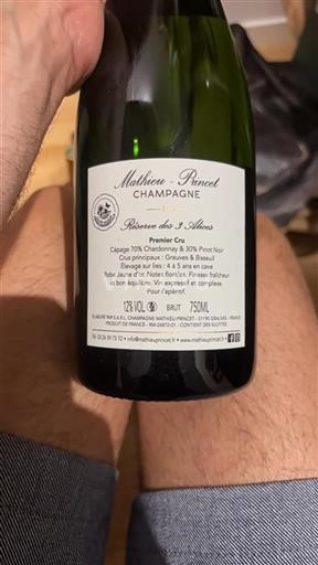 Champaña Champán Premier Cru Mathieu-Prinçet R%c3%a9serve des 3 Alices Sin añada
