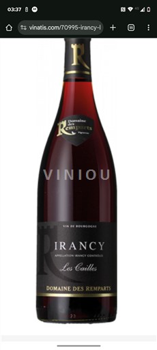 Bourgogne Irancy Domaine Des Remparts Les Cailles 2023