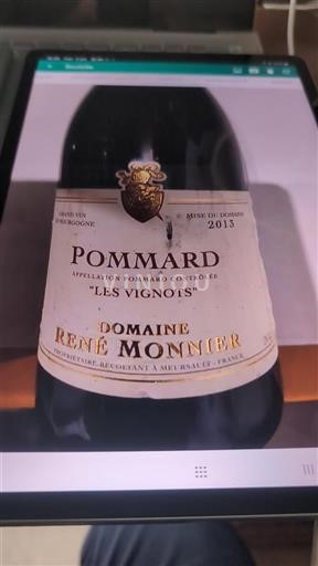 Burgundi Pommard Domaine René Monnier Les Vignots 2013