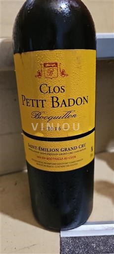 Bordeaux Saint-Émilion Grand Cru Clos Petit Badon Bocquillon 2016