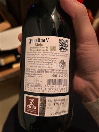 La Rioja Rioja Faustino V Reserva 2019