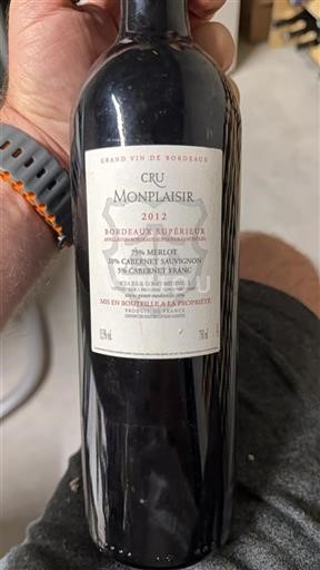 Bordeaux Bordeaux supérieur Cru Monplaisir 2012