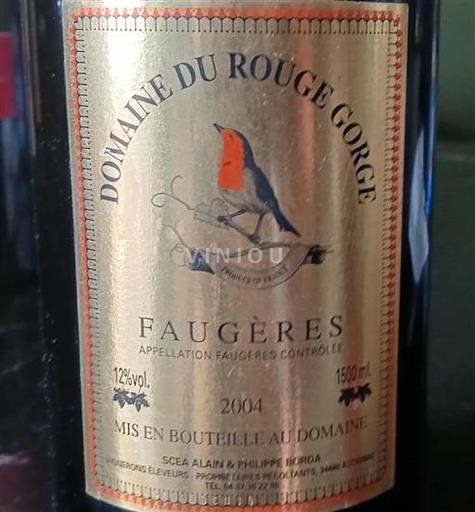 Languedoc Faugères Domaine Rouge Gorge 2004