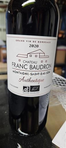 Bordeaux Montagne-Saint-Émilion Château Franc Baudron Authentique 2020