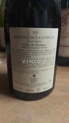 Languedoc và Roussillon Côtes de Thongue Moulin de Lène Réserve de la Famille 2020