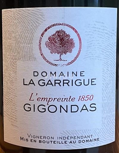 Rhônen laakso Gigondas Domaine La Garrigue L'empreinte 1850 2021