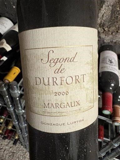 Bordeaux Margaux Gonzague Lurton Second de Durfort 2000
