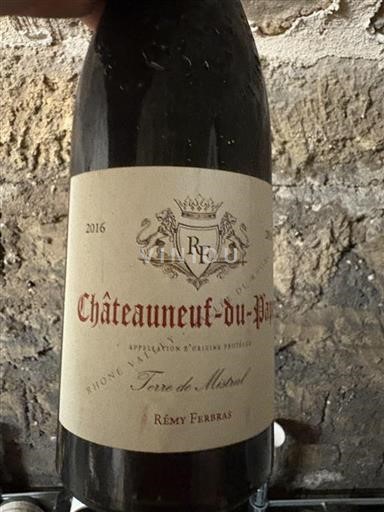 Rhônetal Châteauneuf-du-Pape Rémy Ferbras Terre de Mistral 2016