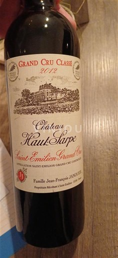 Bordeaux Saint-Émilion Grand Cru Grand Cru Château Haut-Sarpe 2012