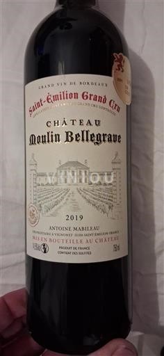 Burdeos Saint-Émilion Gran Cru Grand Cru Château Moulin Bellegrave 2019