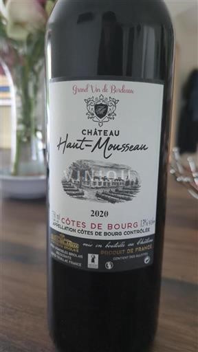 Bordeaux Côtes-de-bourg Château Haut-Mousseau 2020