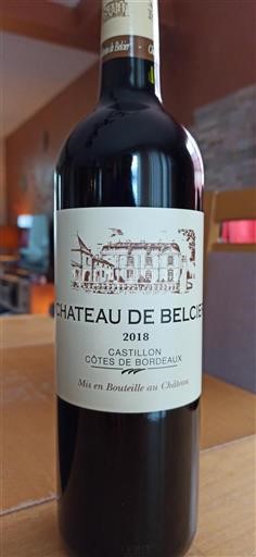Vin Rouge sec Château Belcier 2018 Frankrike Bordeaux Castillon-côtes-de-bordeaux AOC