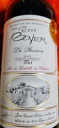 Bordeaux Blaye Côtes de Bordeaux Château Petit Boyer La Passion 2021