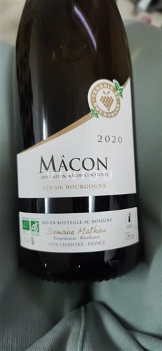 Burgundia Mâcon și mâcon-sate Domaine Mathias 2020