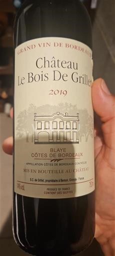Bordéus Blaye-Côtes-de-Bordéus Château Le Bois De Grillet 2019