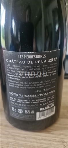 Rosellón Côtes del Roussillon Villages Château Péna Les Pierres Noires 2017
