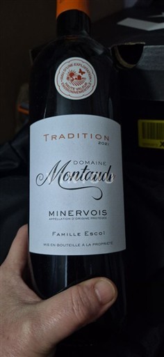 Verërat Rouge sec Tradition Domaine Montaude 2021 Francë Languedok Minervois AOC